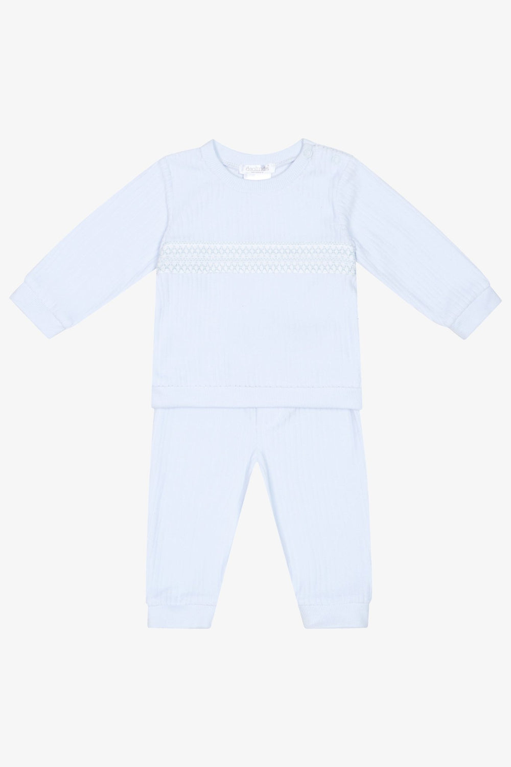 Deolinda PREORDER "Leo" Blue Velour Smocked Top & Trousers - Millie and John
