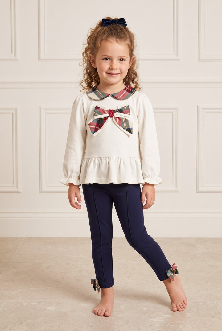 Deolinda PREORDER "Mia" Red Tartan Bow Top &amp; Leggings - Millie and John