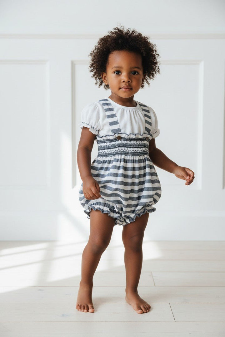 Deolinda "Romani" Blouse &amp; Navy Striped Shortie - Millie and John