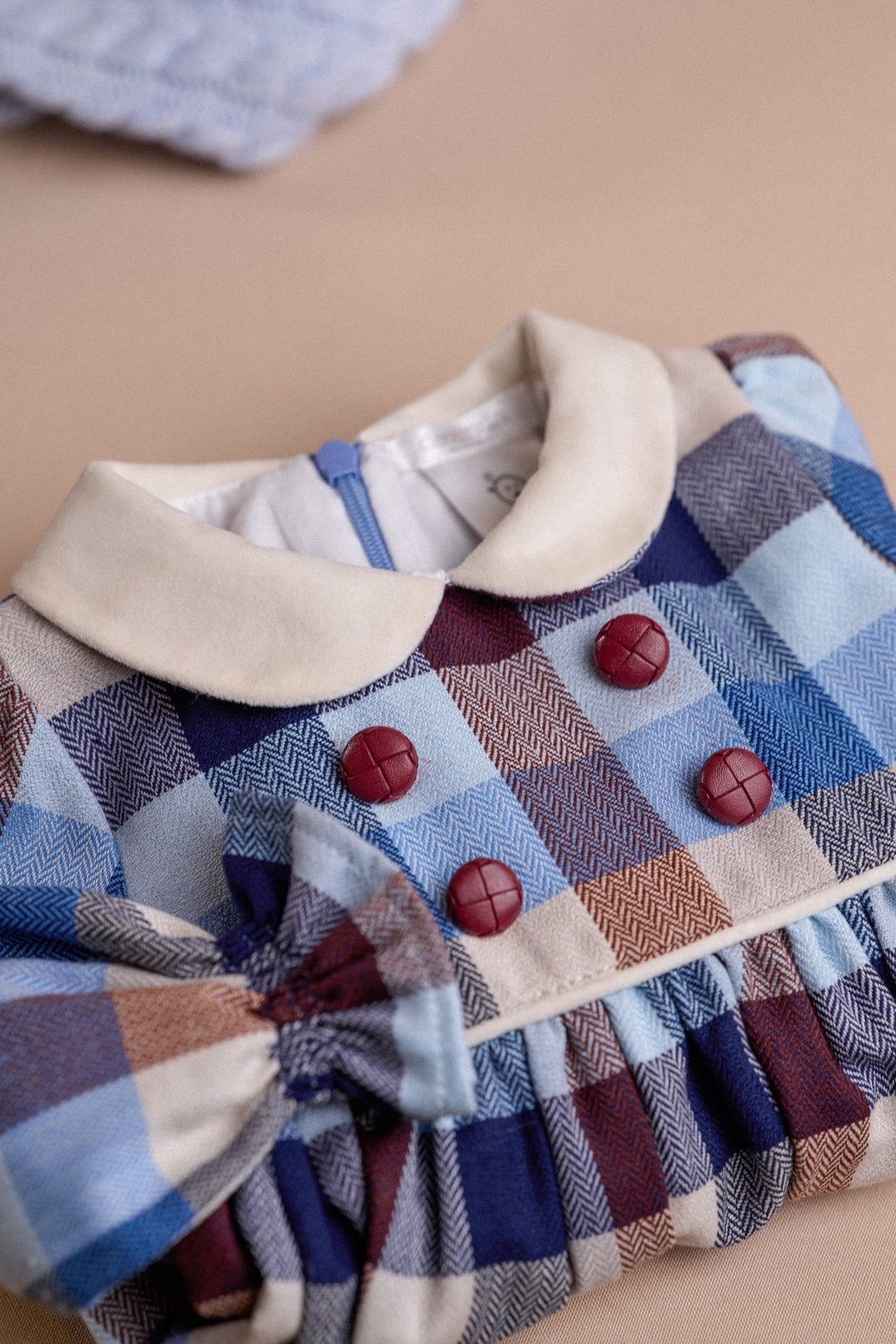 Deolinda "Rosalind" Blue & Brown Heritage Check Dress - Millie and John