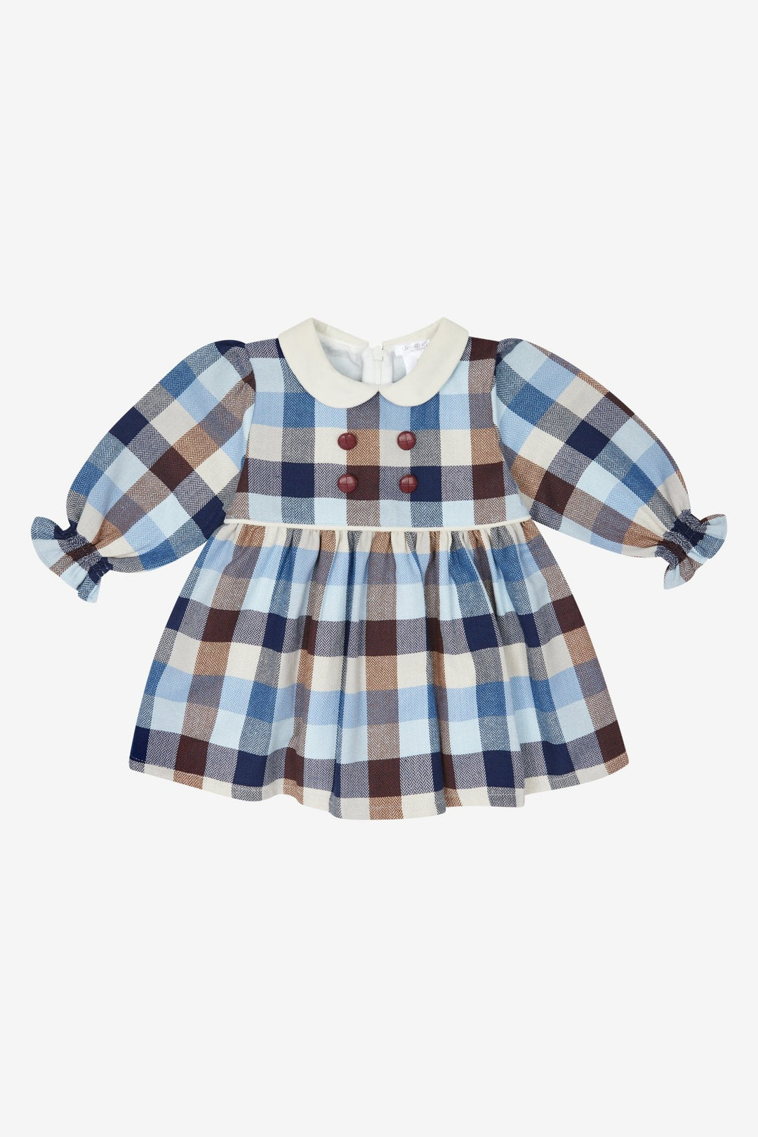 Deolinda "Rosalind" Blue & Brown Heritage Check Dress - Millie and John