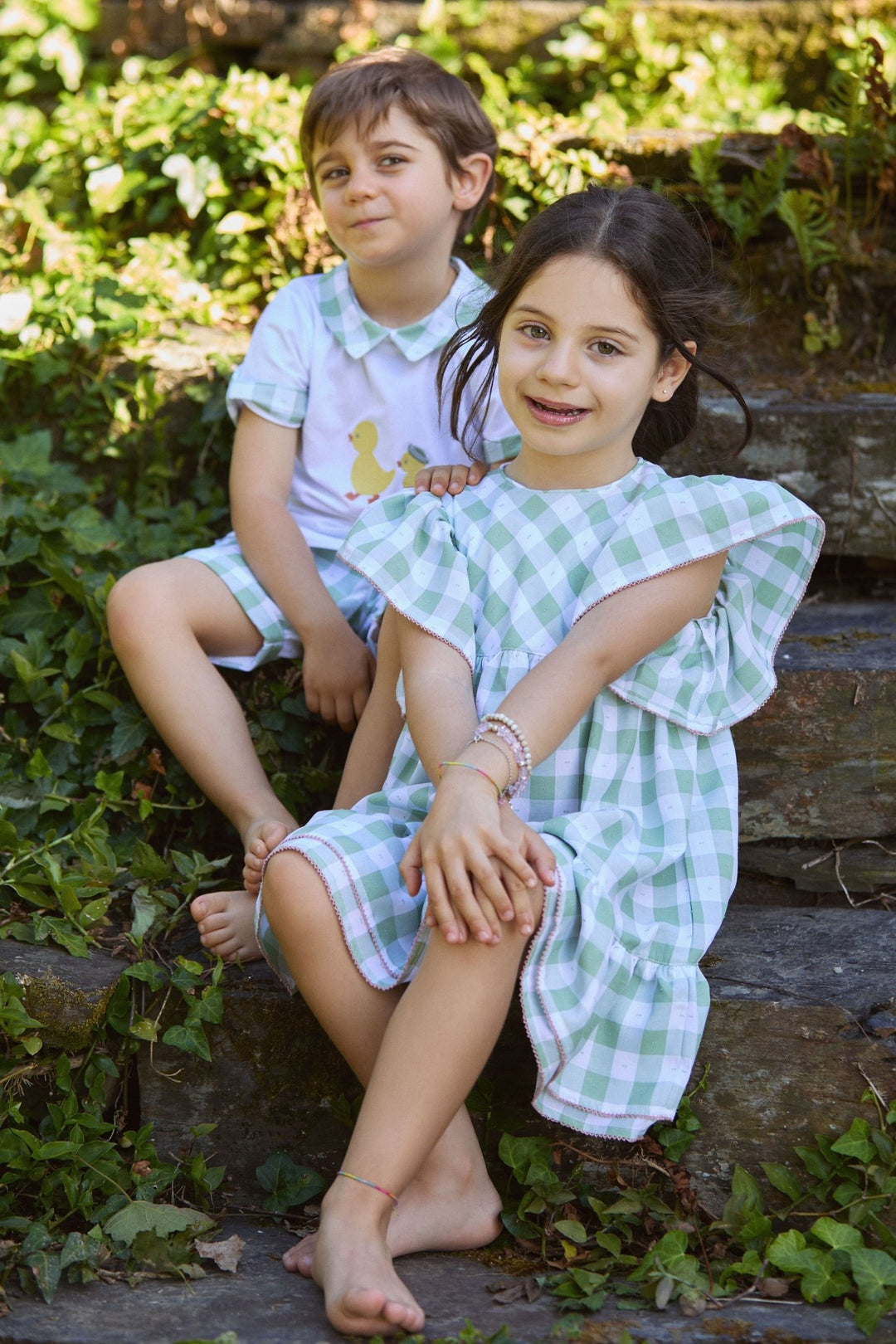 Deolinda "Rosie" Sage Green Gingham Dress - Millie and John