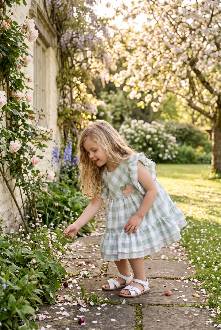 "Rosie" Sage Green Gingham Dress