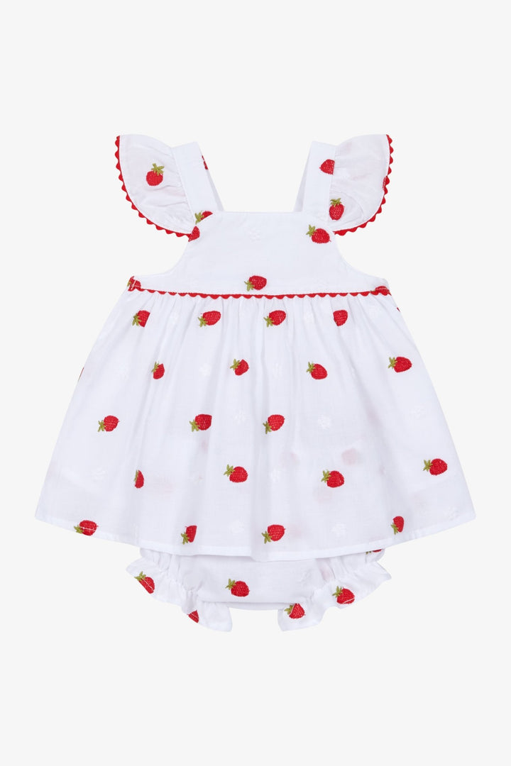 Deolinda "Rosie" White &amp; Red Strawberry Dress &amp; Bloomers - Millie and John