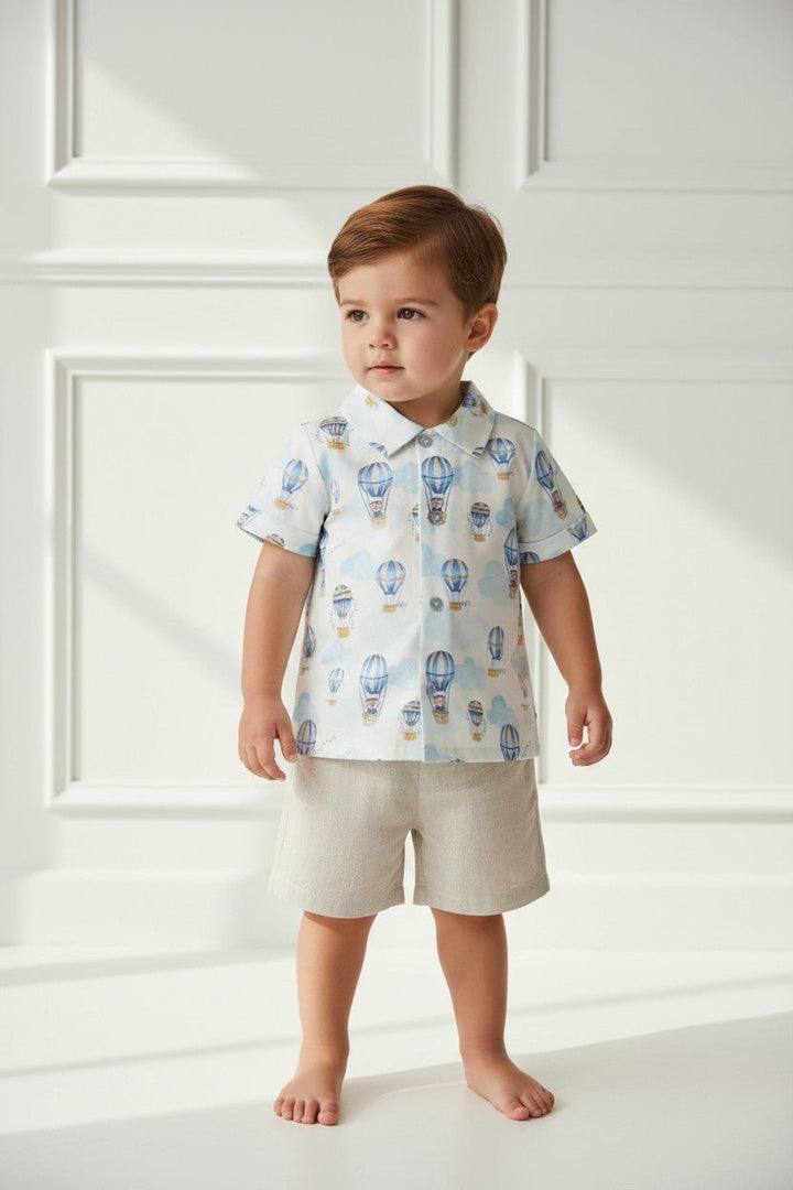 Deolinda "Rupert" Blue Hot Air Balloon Shirt &amp; Shorts - Millie and John