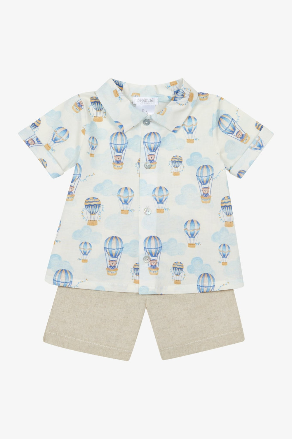 Deolinda "Rupert" Blue Hot Air Balloon Shirt & Shorts - Millie and John