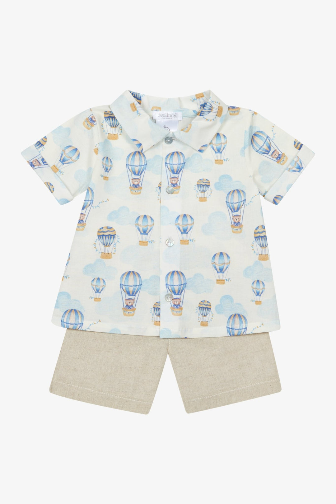 Deolinda "Rupert" Blue Hot Air Balloon Shirt & Shorts - Millie and John