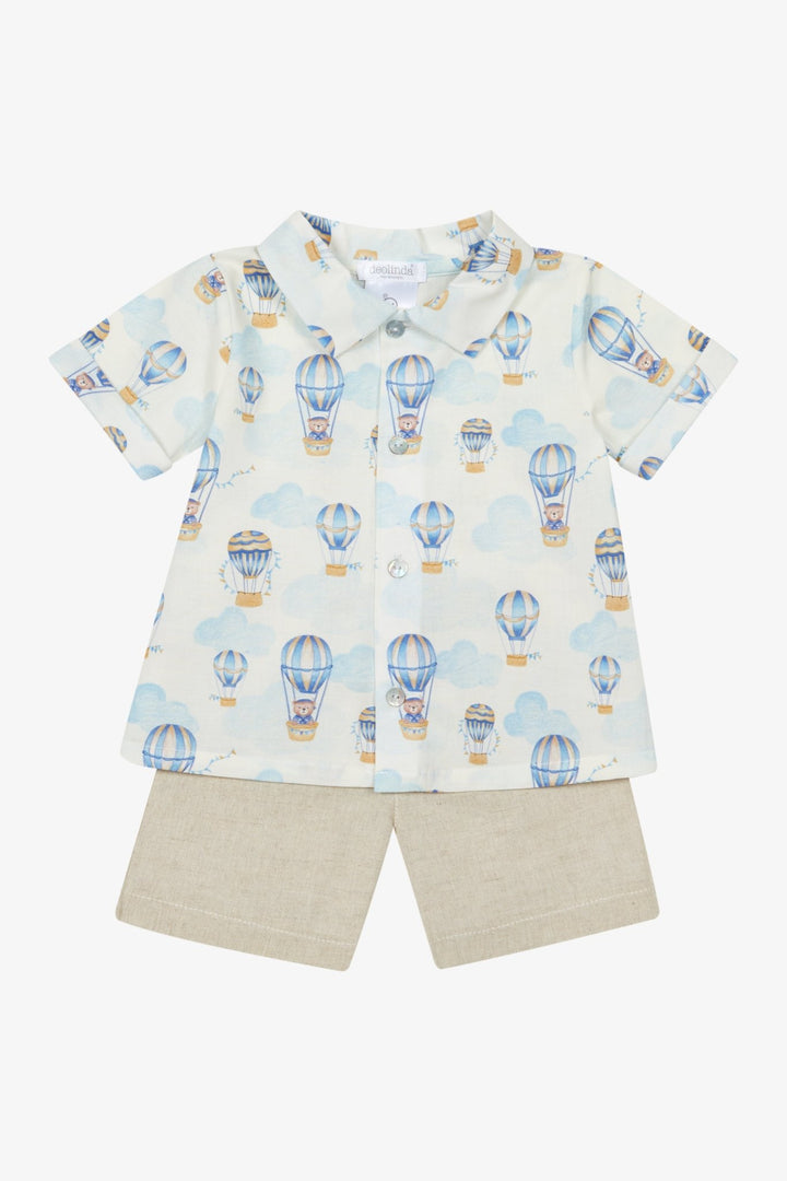 Deolinda "Rupert" Blue Hot Air Balloon Shirt &amp; Shorts - Millie and John