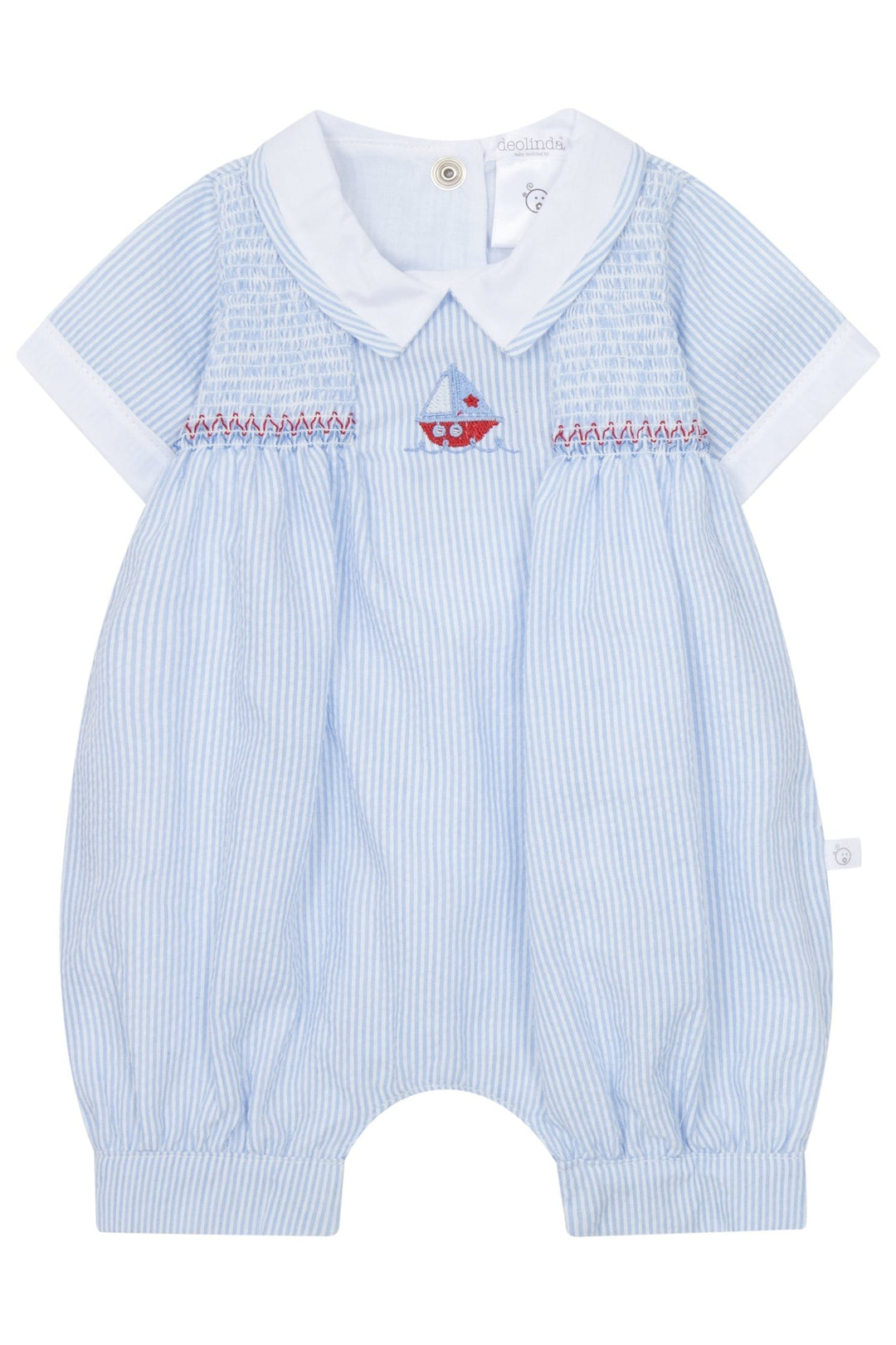 Deolinda "Saint" Blue Striped Sailboat Romper - Millie and John