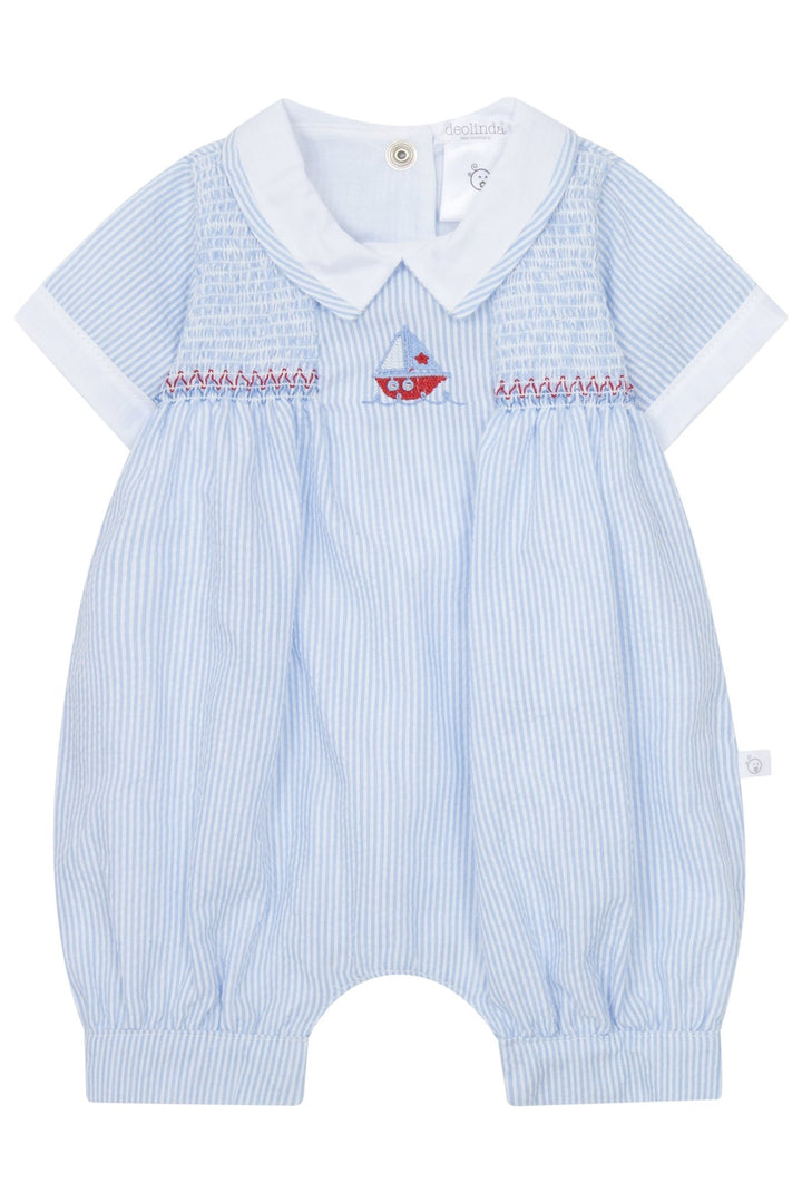 Deolinda "Saint" Blue Striped Sailboat Romper - Millie and John