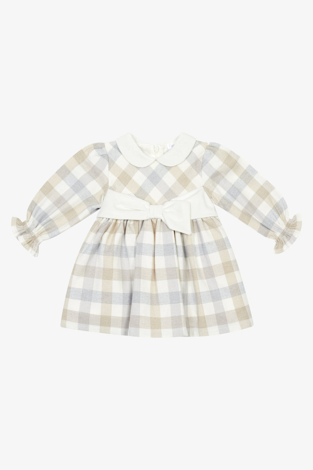Deolinda "Sophia" Grey & Beige Check Dress - Millie and John