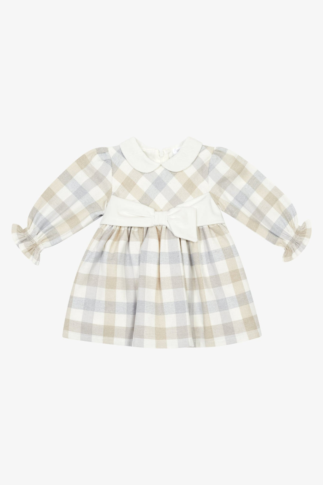 Deolinda "Sophia" Grey &amp; Beige Check Dress - Millie and John
