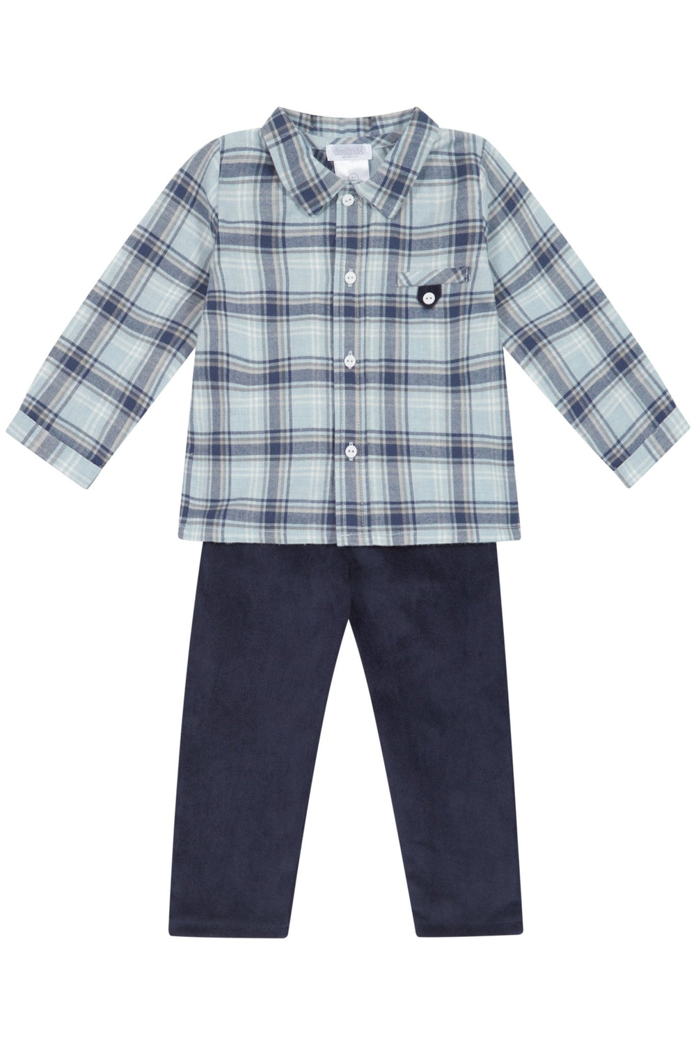 Deolinda "Toby" Dusky Blue Tartan Shirt & Trousers - Millie and John