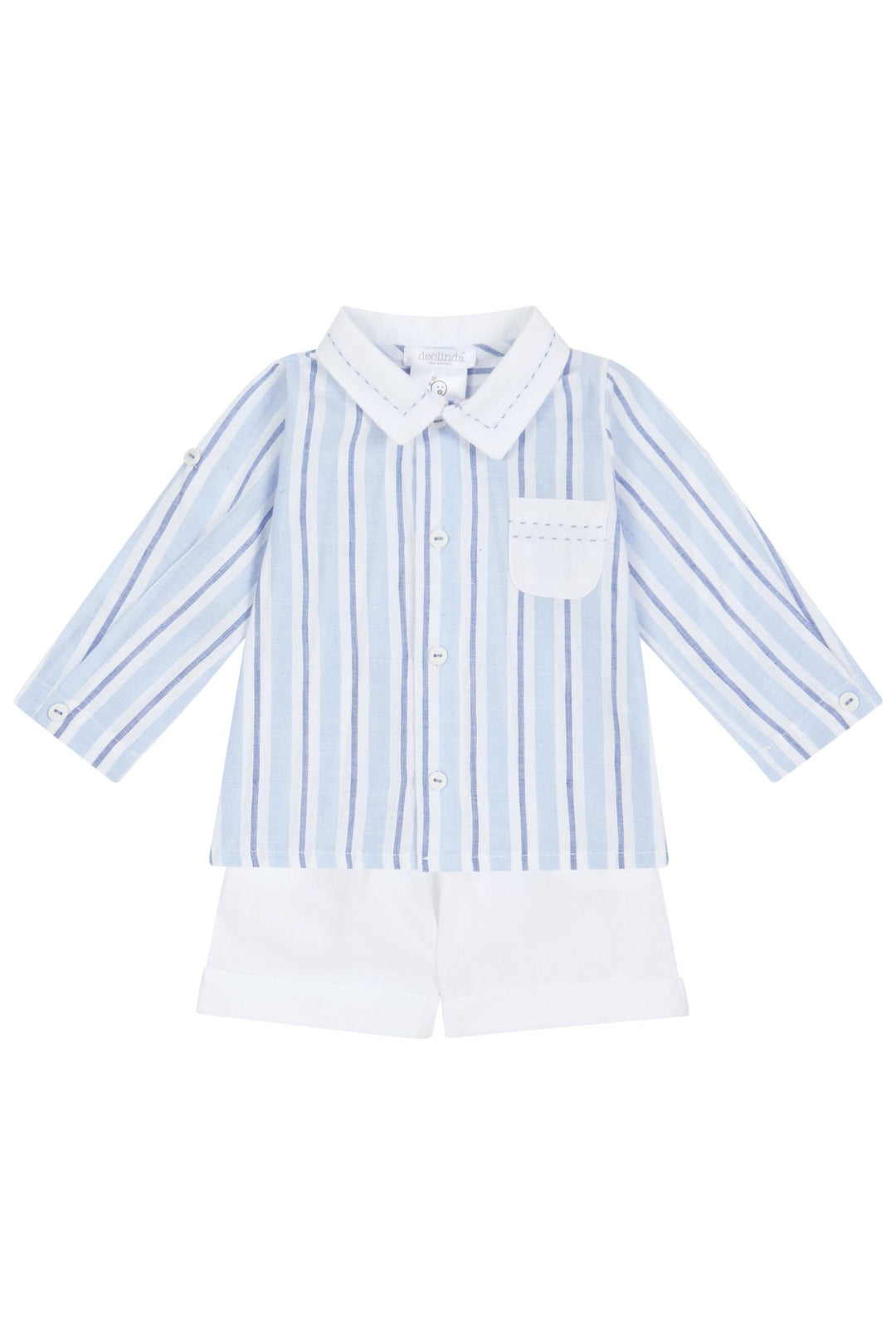 Deolinda "Zachary" Blue Striped Shirt & Shorts - Millie and John