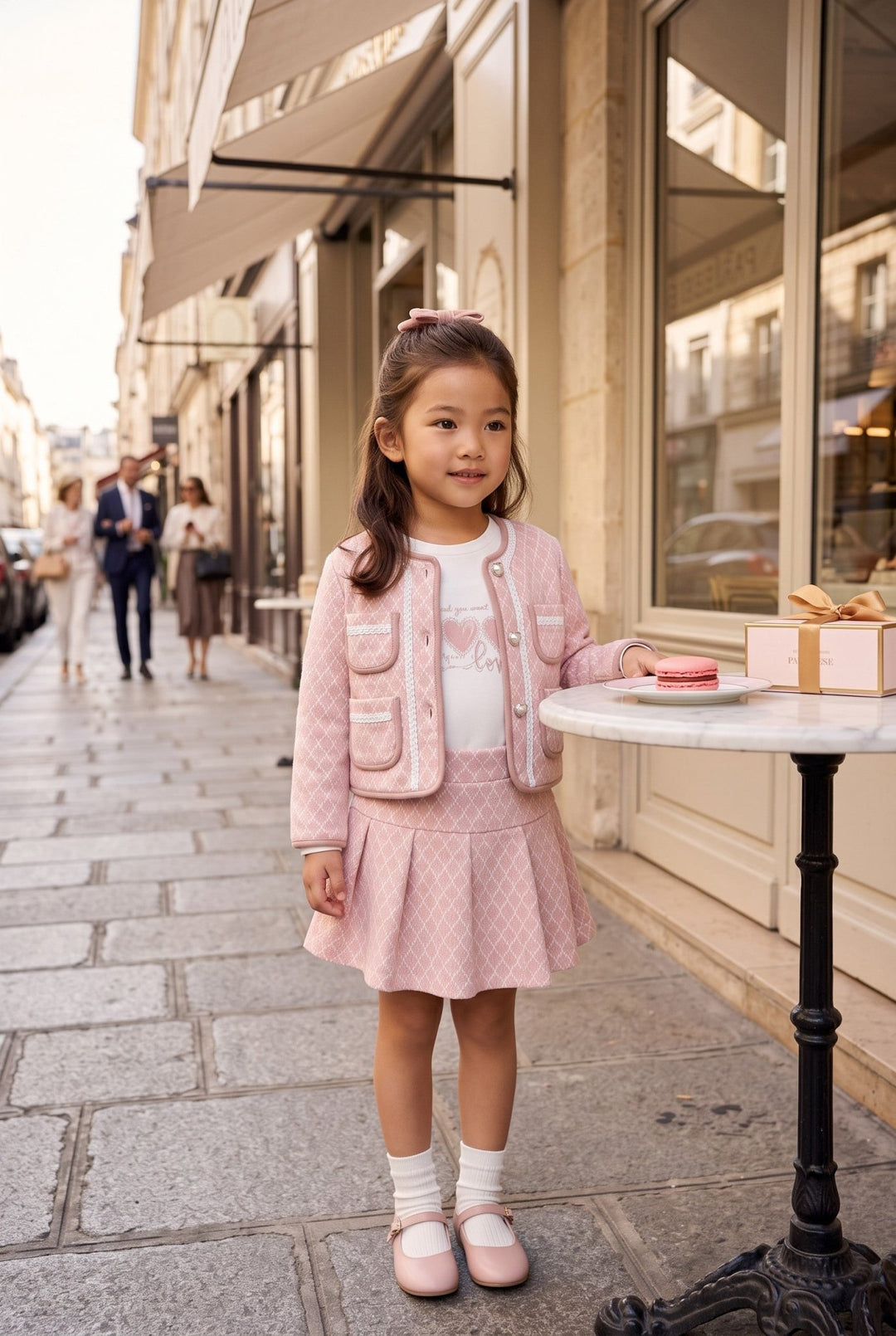 Diamond Stone "Georgina" Pink Fluffy Knit 3-Piece Skort Set - Millie and John