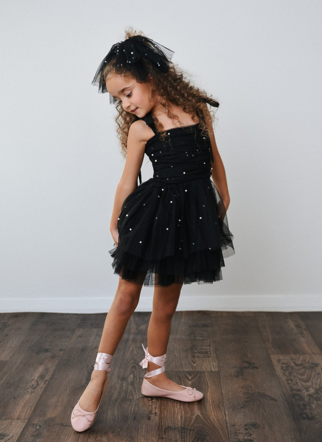 DOLLY by Le Petit Tom Black Pearl Tulle Ballerina Dress - Millie and John