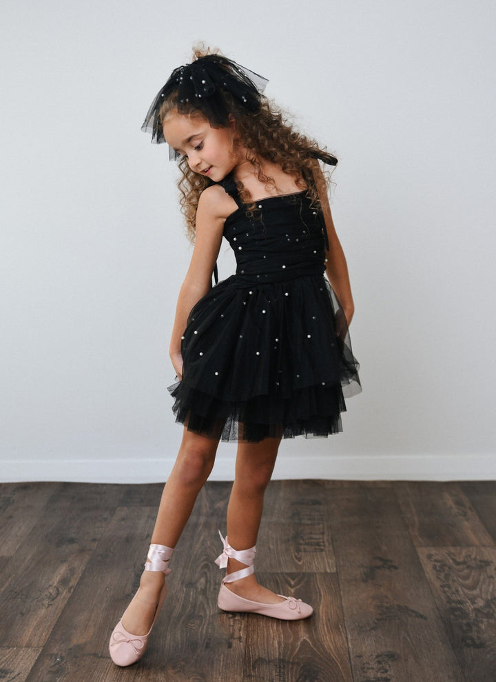 DOLLY by Le Petit Tom Black Pearl Tulle Ballerina Dress - Millie and John