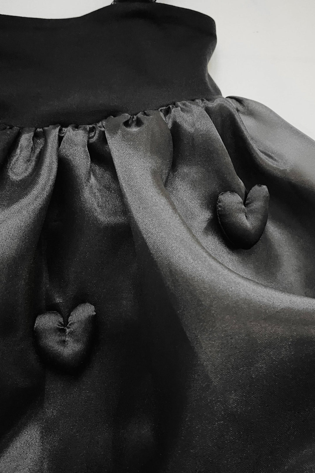 DOLLY by Le Petit Tom Black Satin Organza Heart Puffball Dress - Millie and John