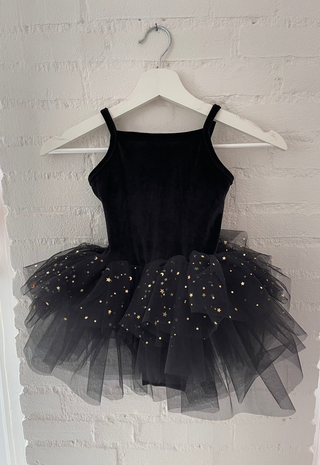 DOLLY by Le Petit Tom Black Velvet Celestial Tulle Ballerina Dress - Millie and John