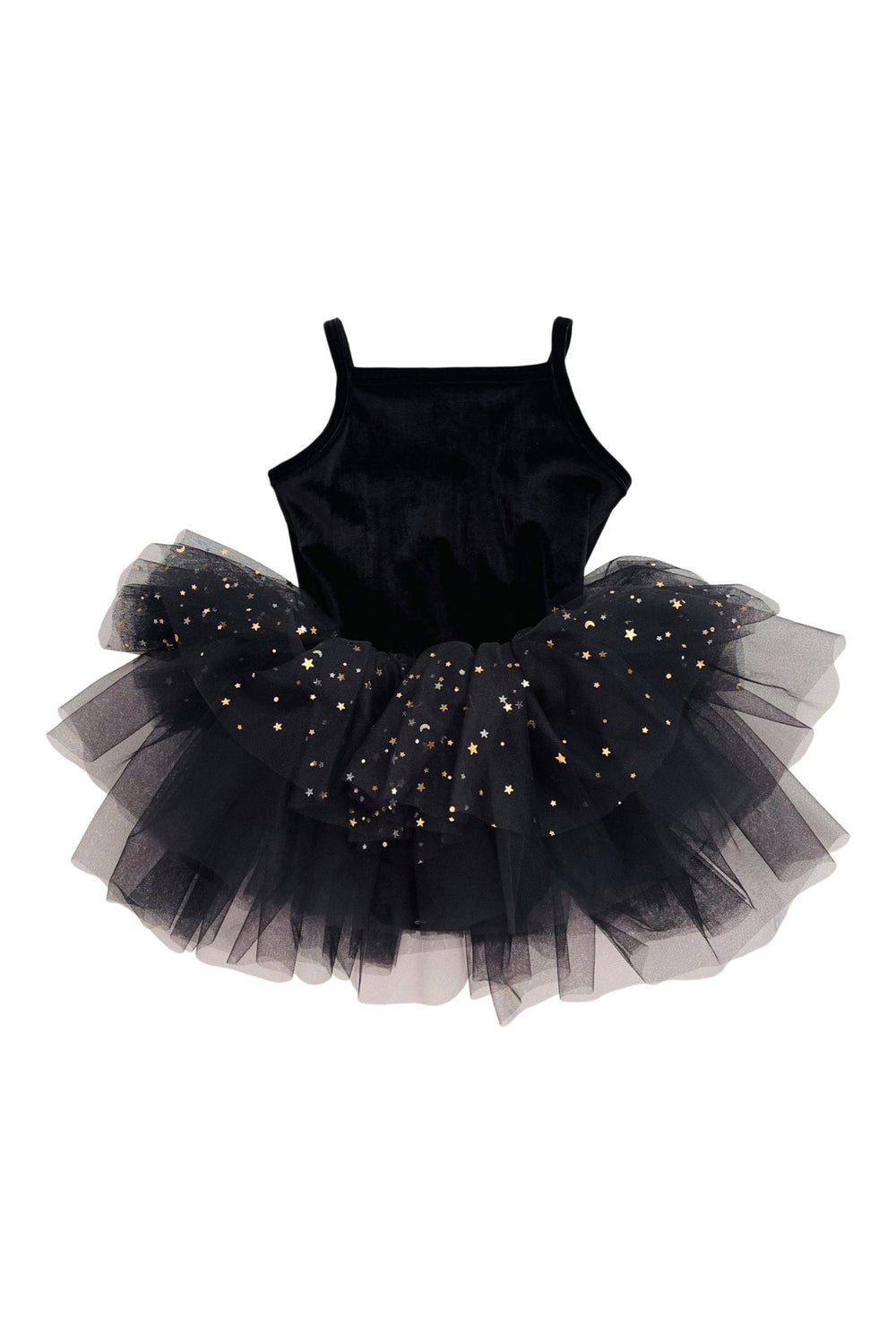 DOLLY by Le Petit Tom Black Velvet Celestial Tulle Ballerina Dress - Millie and John