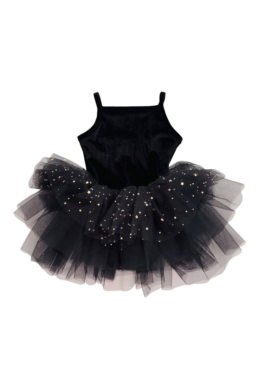 DOLLY by Le Petit Tom Black Velvet Celestial Tulle Ballerina Dress - Millie and John