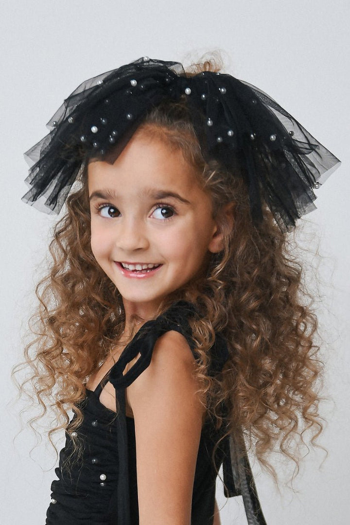 DOLLY by Le Petit Tom Pearl Tulle Hair Bow - Millie and John