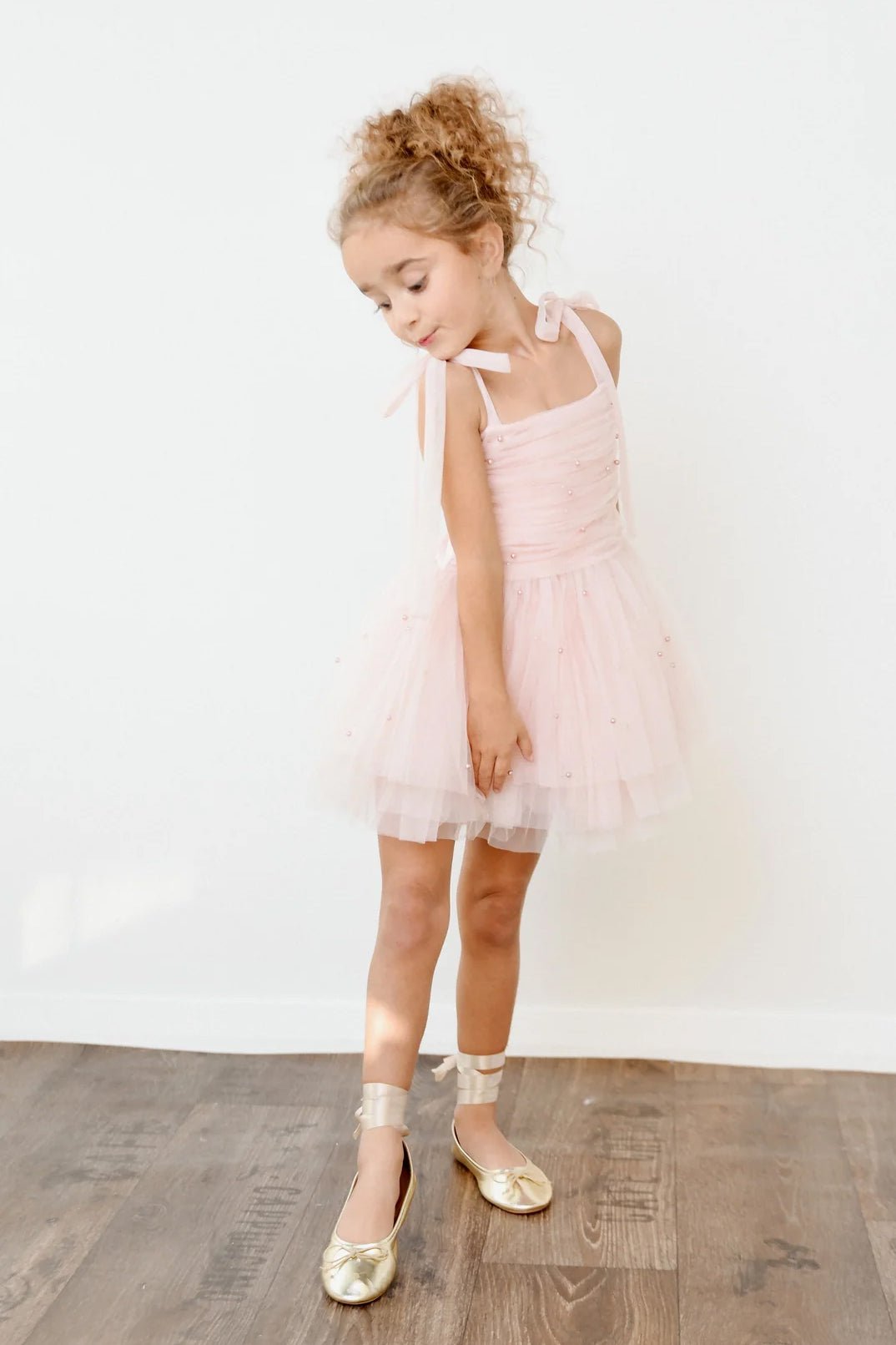 DOLLY by Le Petit Tom Pink Pearl Tulle Ballerina Dress - Millie and John