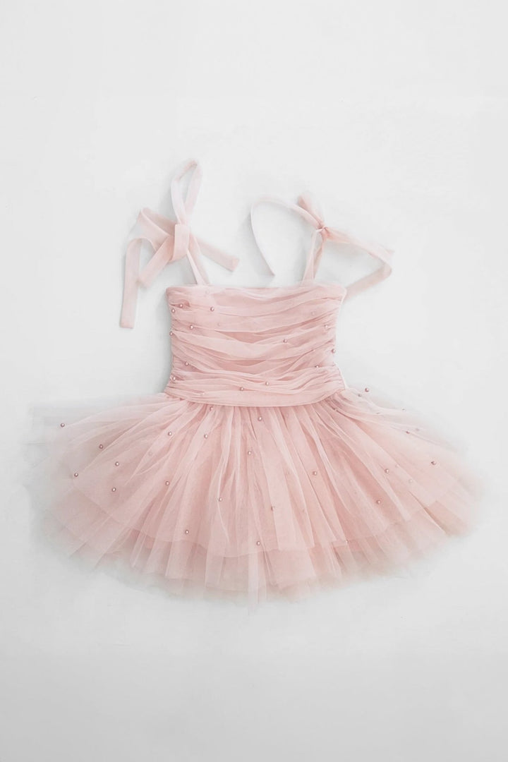 DOLLY by Le Petit Tom Pink Pearl Tulle Ballerina Dress - Millie and John