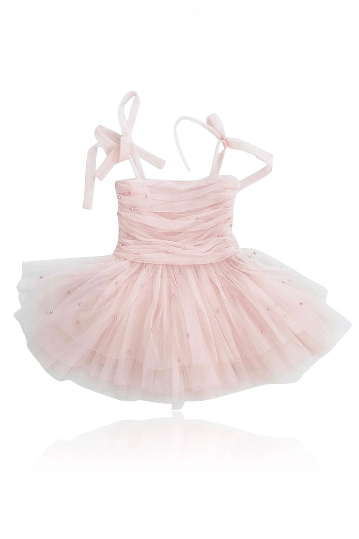 DOLLY by Le Petit Tom Pink Pearl Tulle Ballerina Dress - Millie and John