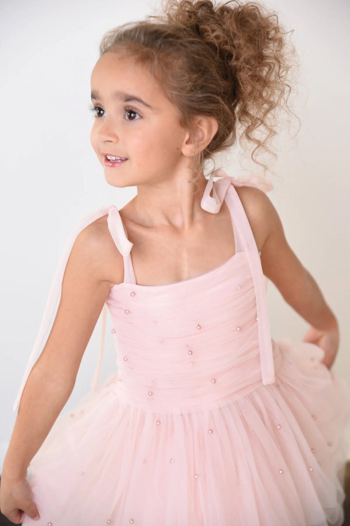 DOLLY by Le Petit Tom Pink Pearl Tulle Ballerina Dress - Millie and John