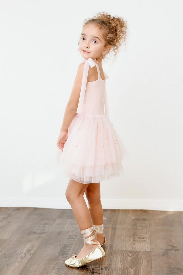 DOLLY by Le Petit Tom Pink Pearl Tulle Ballerina Dress - Millie and John