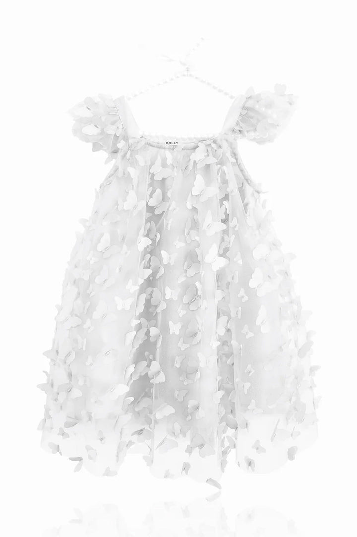 DOLLY by Le Petit Tom White Butterfly Tulle Dress - Millie and John