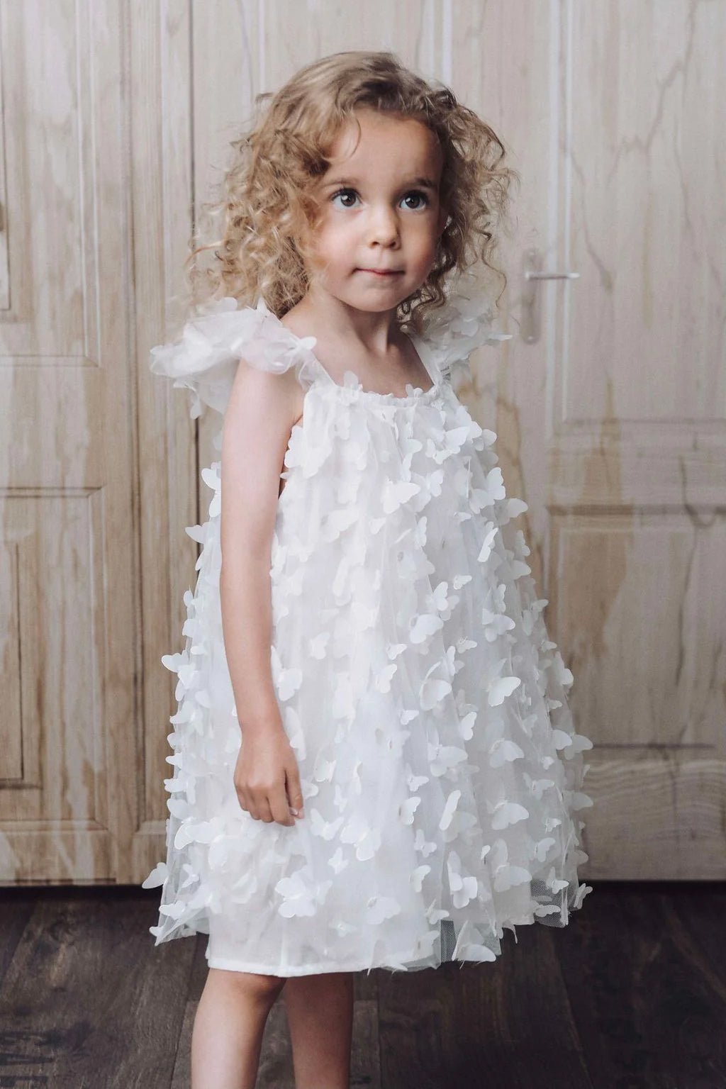DOLLY by Le Petit Tom White Butterfly Tulle Dress - Millie and John