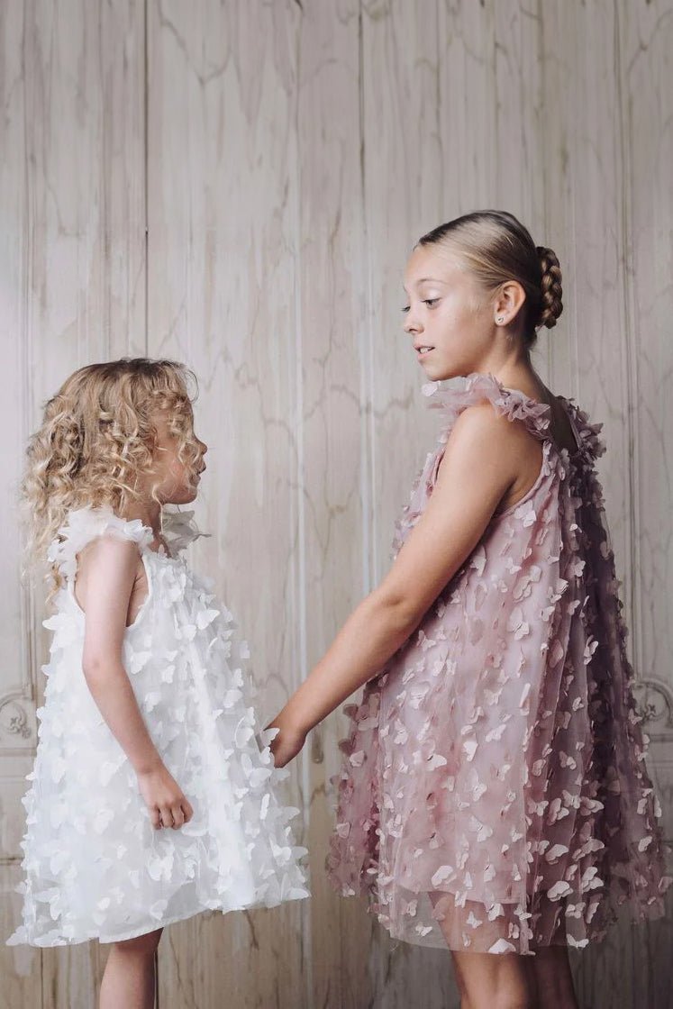 DOLLY by Le Petit Tom White Butterfly Tulle Dress - Millie and John