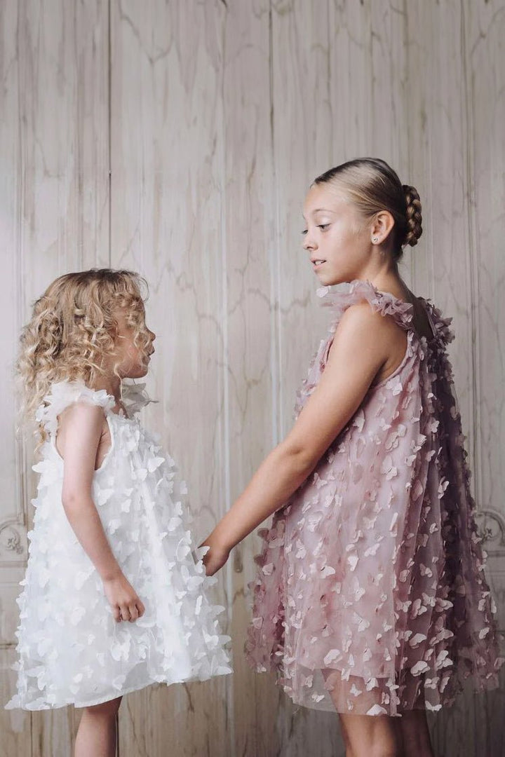 DOLLY by Le Petit Tom White Butterfly Tulle Dress - Millie and John