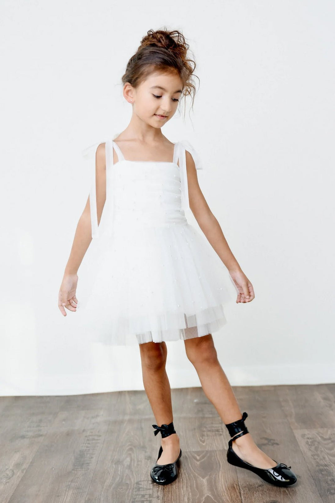 DOLLY by Le Petit Tom White Pearl Tulle Ballerina Dress - Millie and John