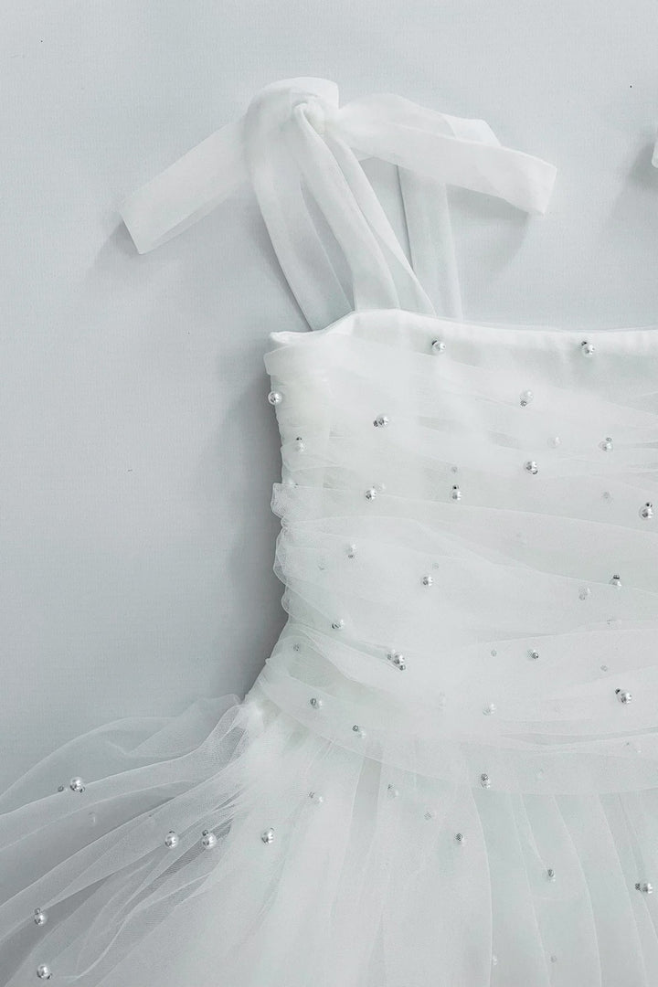 DOLLY by Le Petit Tom White Pearl Tulle Ballerina Dress - Millie and John