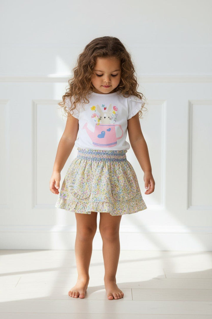 Dr Kid "Amalie" Pastel Floral Smocked Skirt &amp; T-Shirt - Millie and John