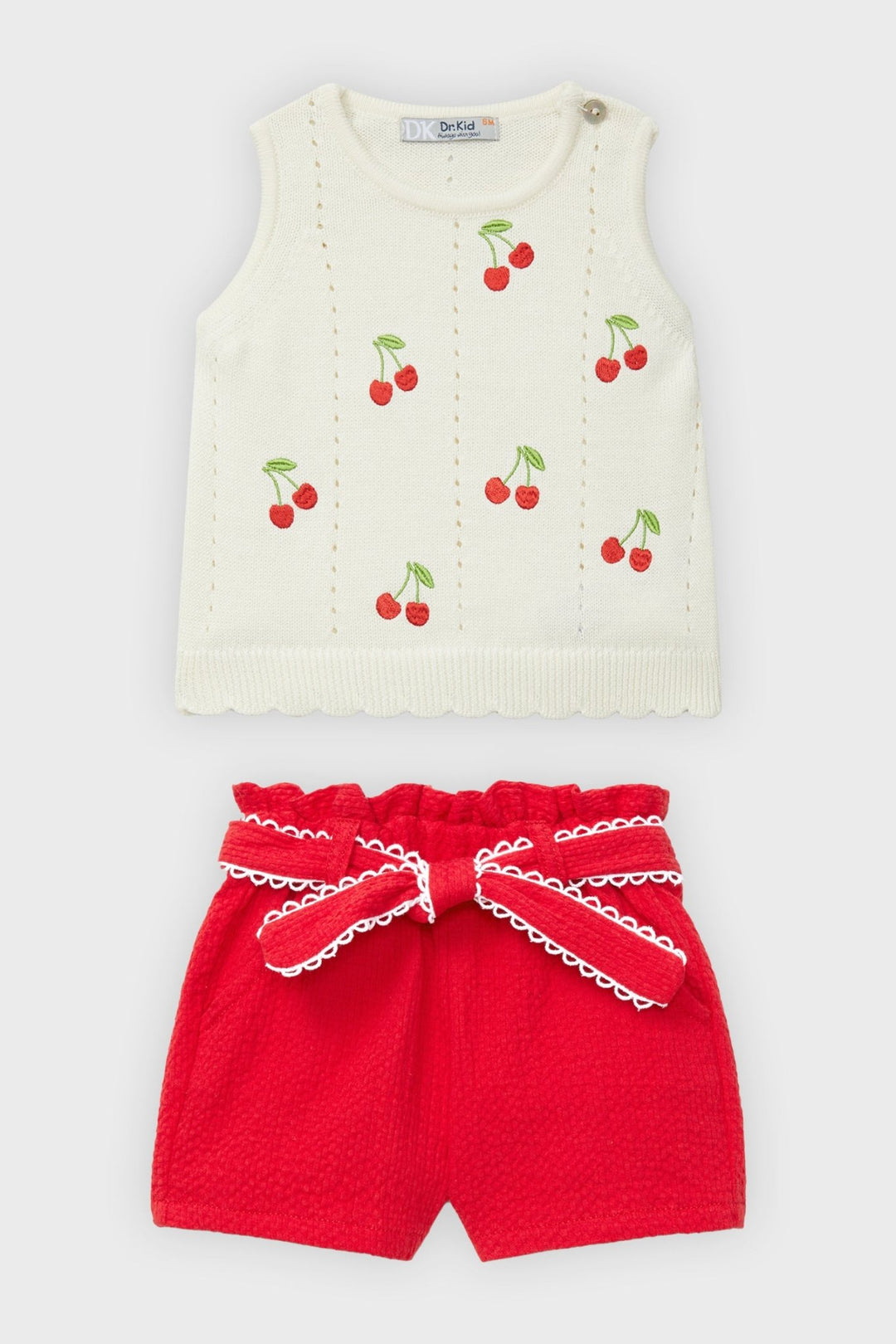 Dr Kid Cream & Red Knit Cherry Top & Shorts - Millie and John