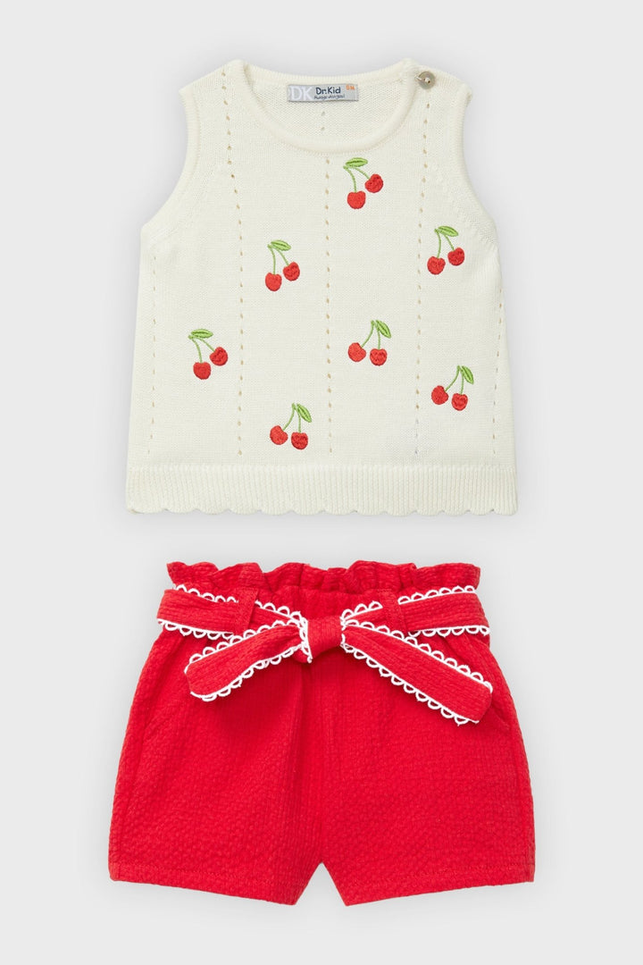 Dr Kid Cream & Red Knit Cherry Top & Shorts - Millie and John