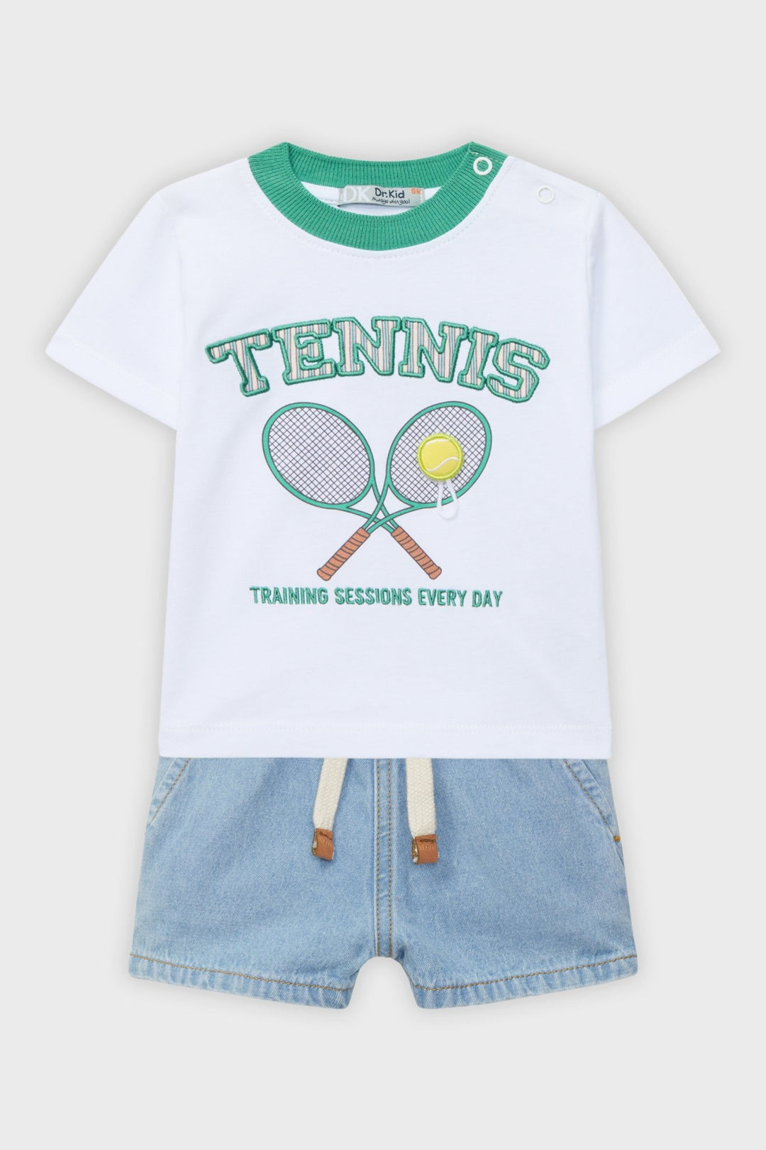 Dr Kid Green Tennis T-Shirt & Denim Shorts - Millie and John