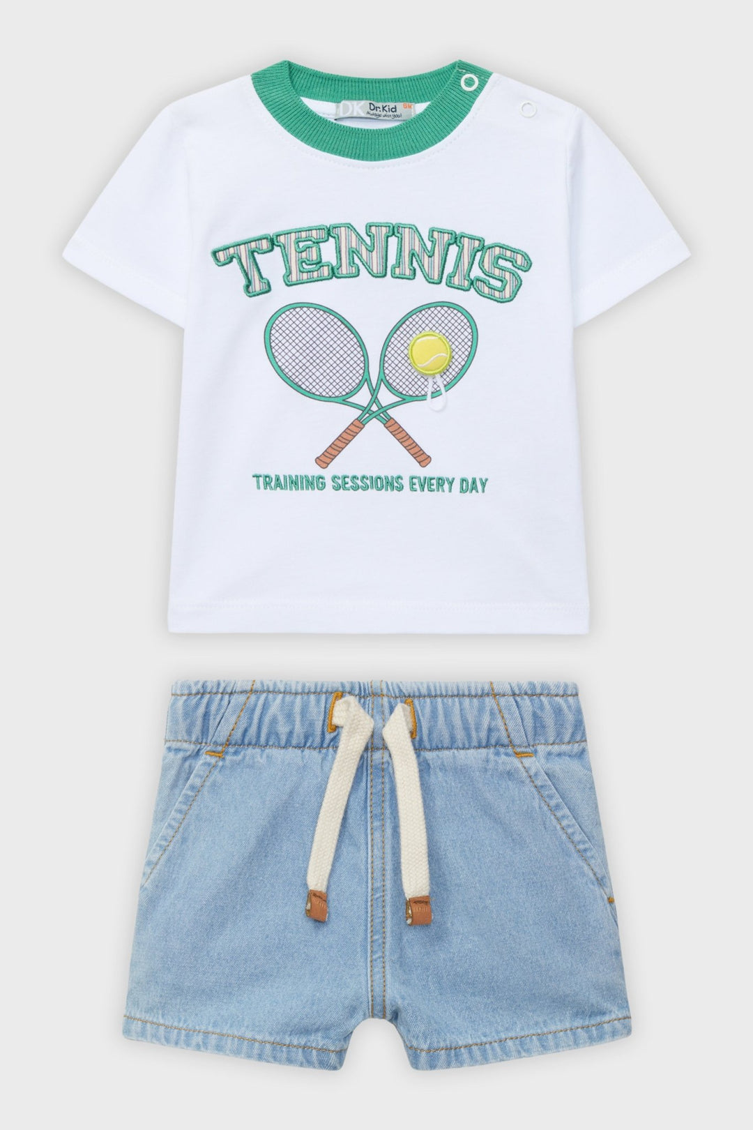 Dr Kid Green Tennis T-Shirt & Denim Shorts - Millie and John