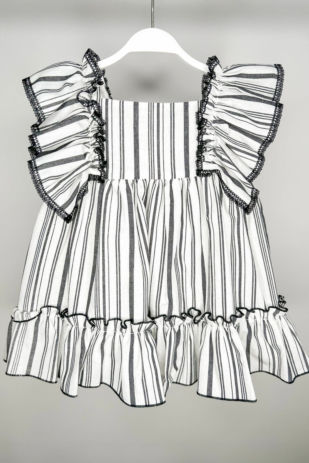 Eve Children "Audrey" Black Stripe Linen Dress - Millie and John