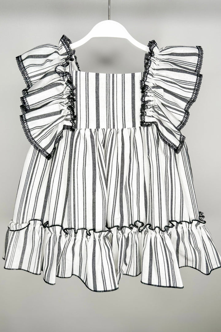 Eve Children "Audrey" Black Stripe Linen Dress - Millie and John