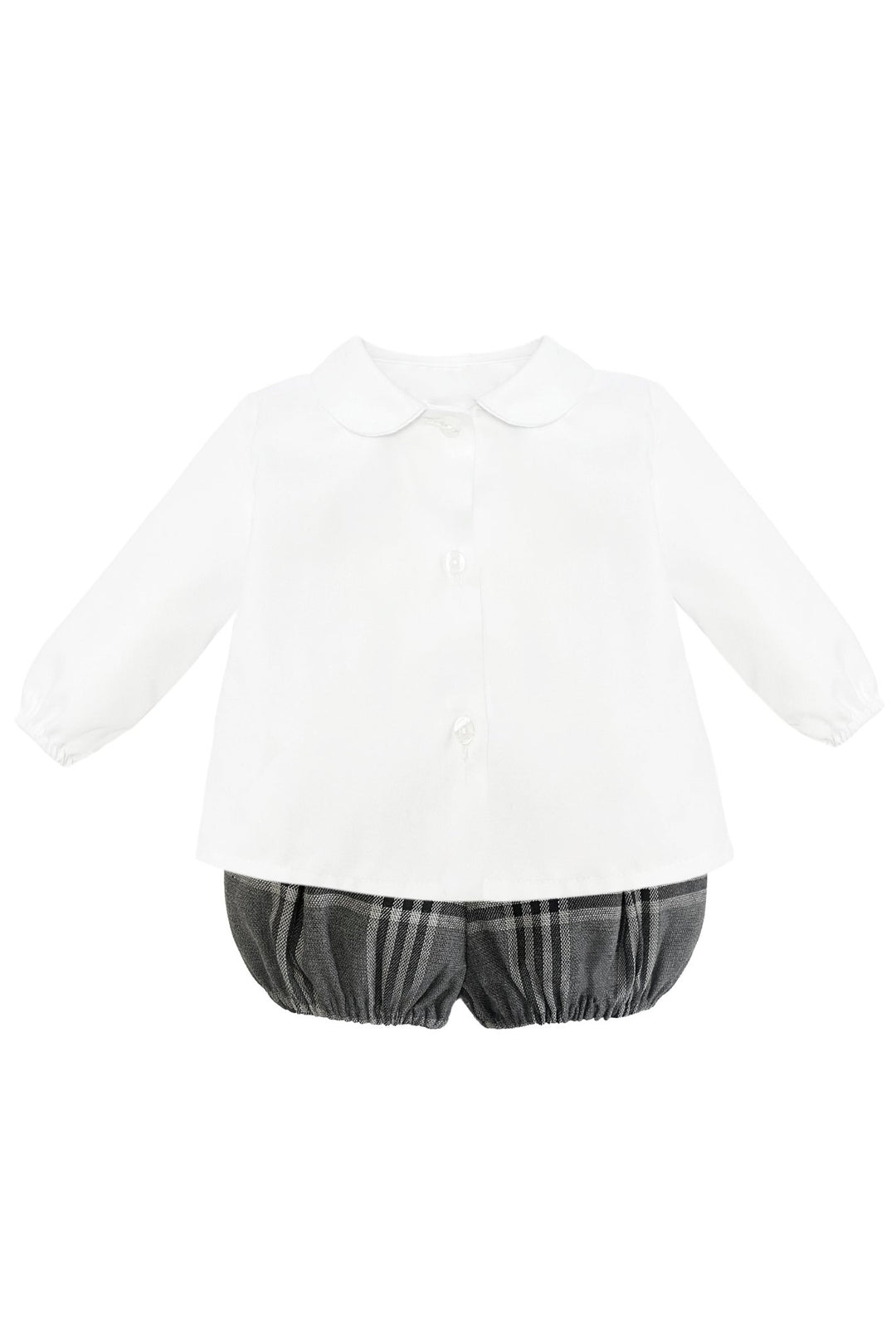 Eve Children "Lucas" White Shirt & Grey Tartan Jam Pants - Millie and John