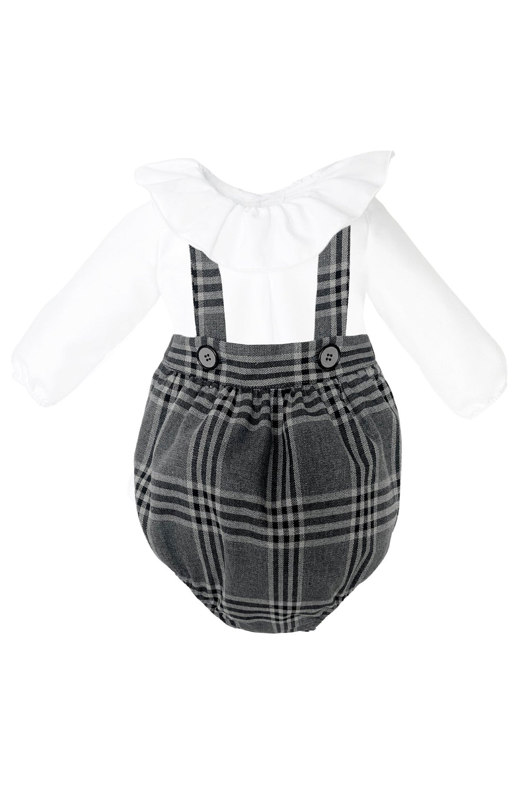 Eve Children "Nevada" Shirt & Charcoal Grey Tartan Romper - Millie and John