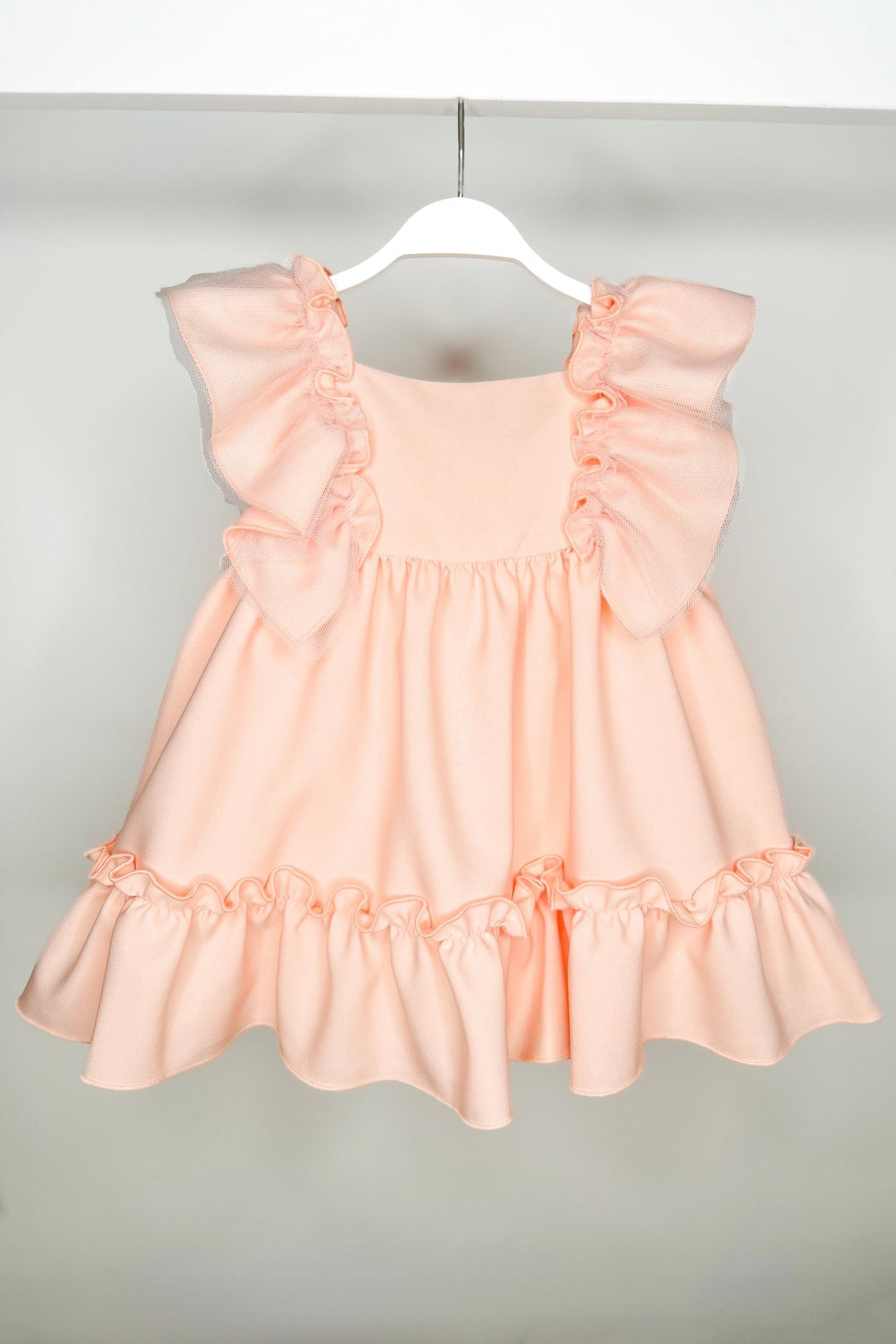Eve Children "Portia" Peach Scuba Tulle Dress - Millie and John