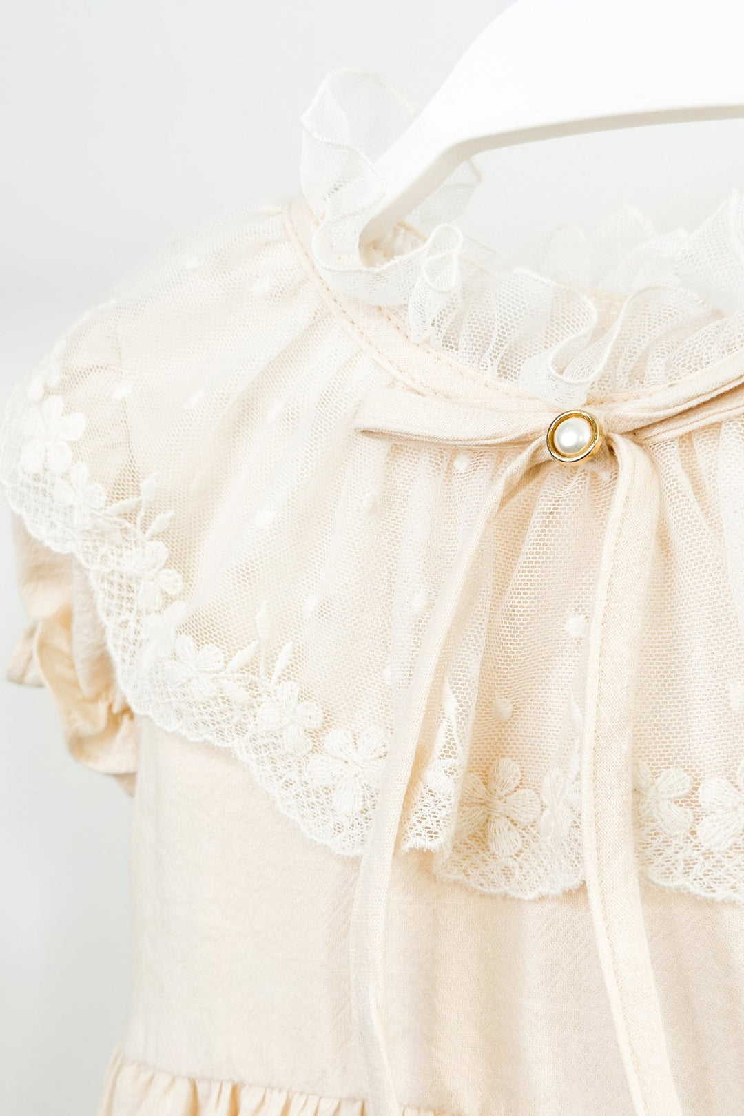 Fofettes "Arabella" Apricot Lace Collar Dress - Millie and John