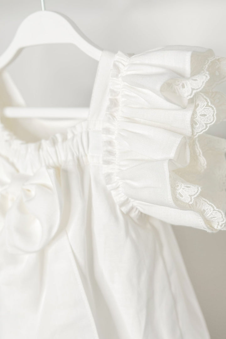 Fofettes "Celine" Ivory Lace Sleeve Dress - Millie and John