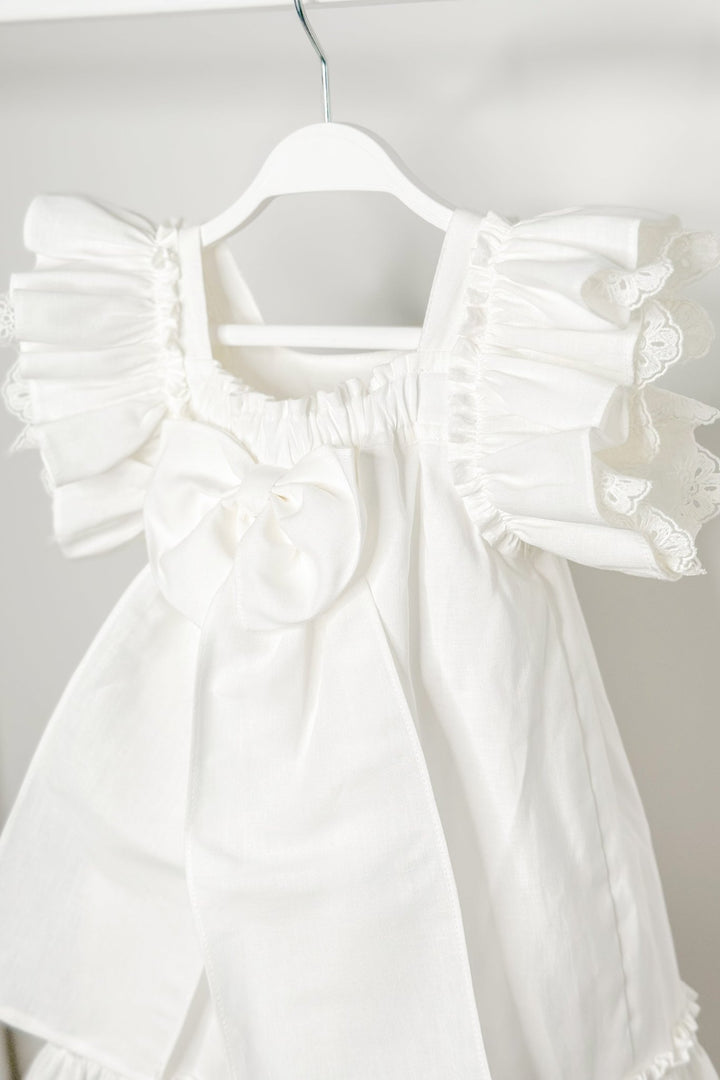 Fofettes "Celine" Ivory Lace Sleeve Dress - Millie and John